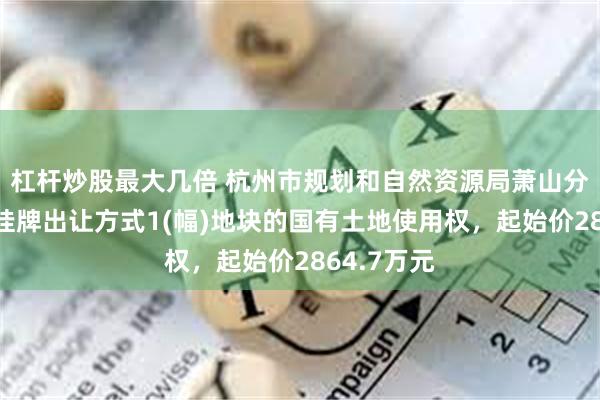 杠杆炒股最大几倍 杭州市规划和自然资源局萧山分局决定以挂牌出让方式1(幅)地块的国有土地使用权，起始价2864.7万元