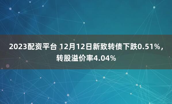 2023配资平台 12月12日新致转债下跌0.51%，转股溢价率4.04%