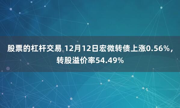 股票的杠杆交易 12月12日宏微转债上涨0.56%，转股溢价率54.49%