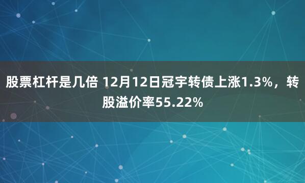 股票杠杆是几倍 12月12日冠宇转债上涨1.3%，转股溢价率55.22%