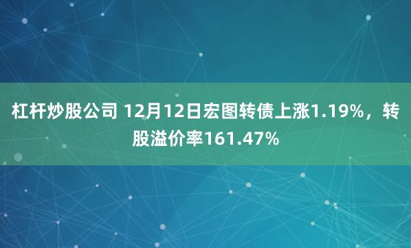 杠杆炒股公司 12月12日宏图转债上涨1.19%，转股溢价率161.47%