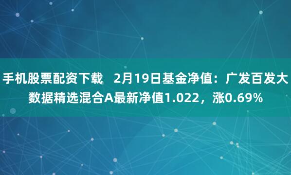 手机股票配资下载   2月19日基金净值：广发百发大数据精选混合A最新净值1.022，涨0.69%